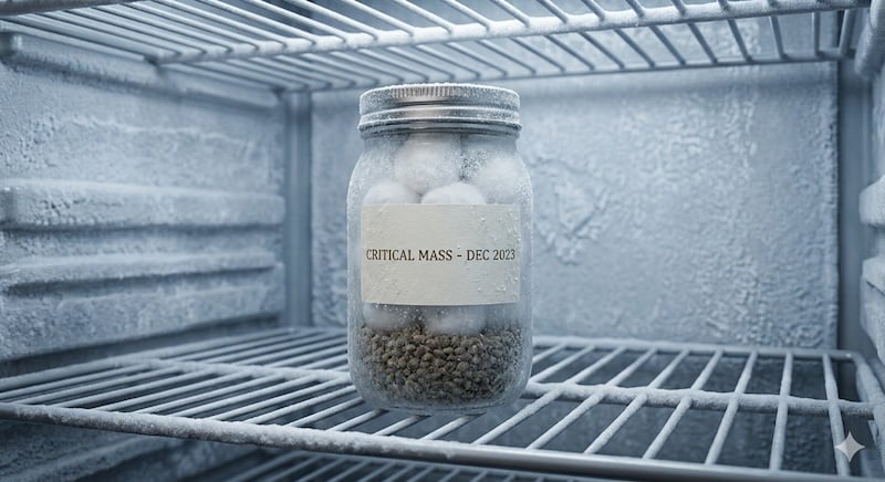 How long do weed seeds last? A mason jar filled with cannabis seeds in the freezer.